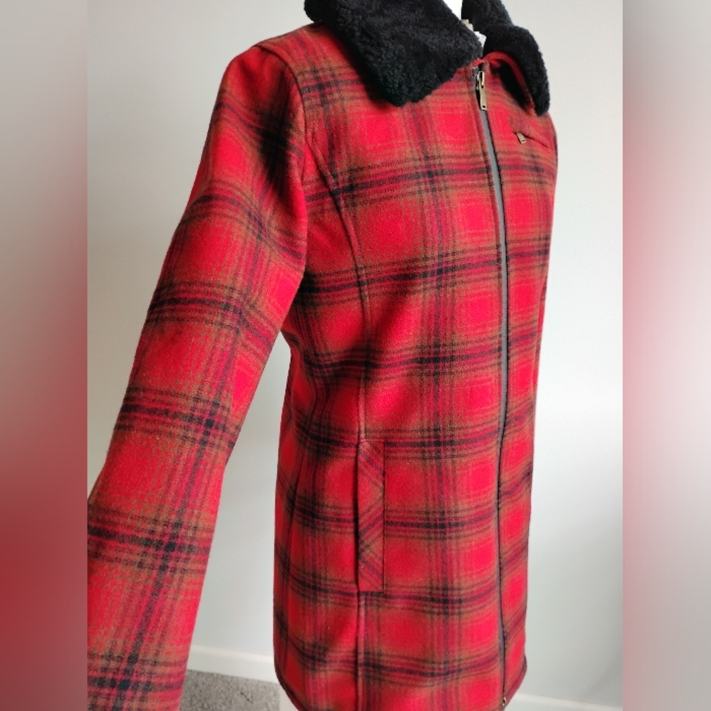 Pendleton Wool Blend Shearling Collar Red Black P… - image 2